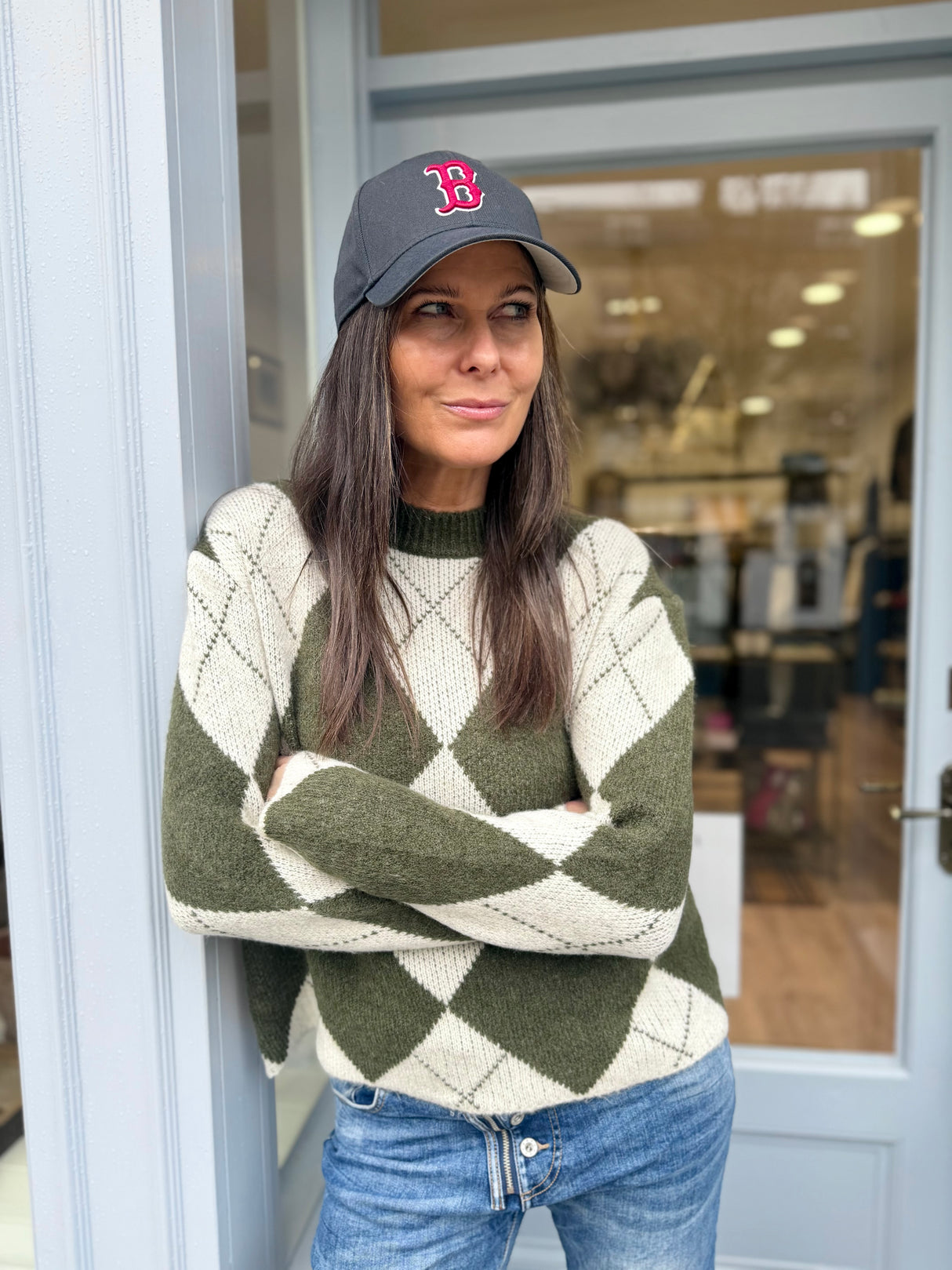 Rosie Argyle Knit - Green