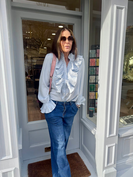 Sally Ruffle Blouse - Blue