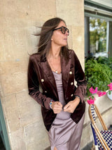 Victoria Velvet Blazer - Chocolate