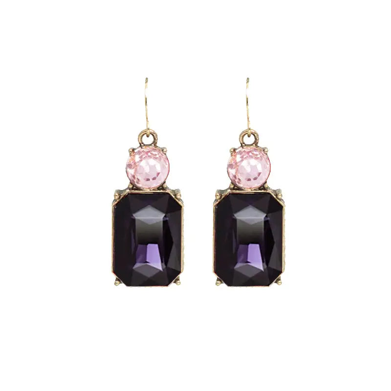 Twin Gem Earring - Amethyst/Pink