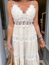 Mira Crochet Strap Dress- White