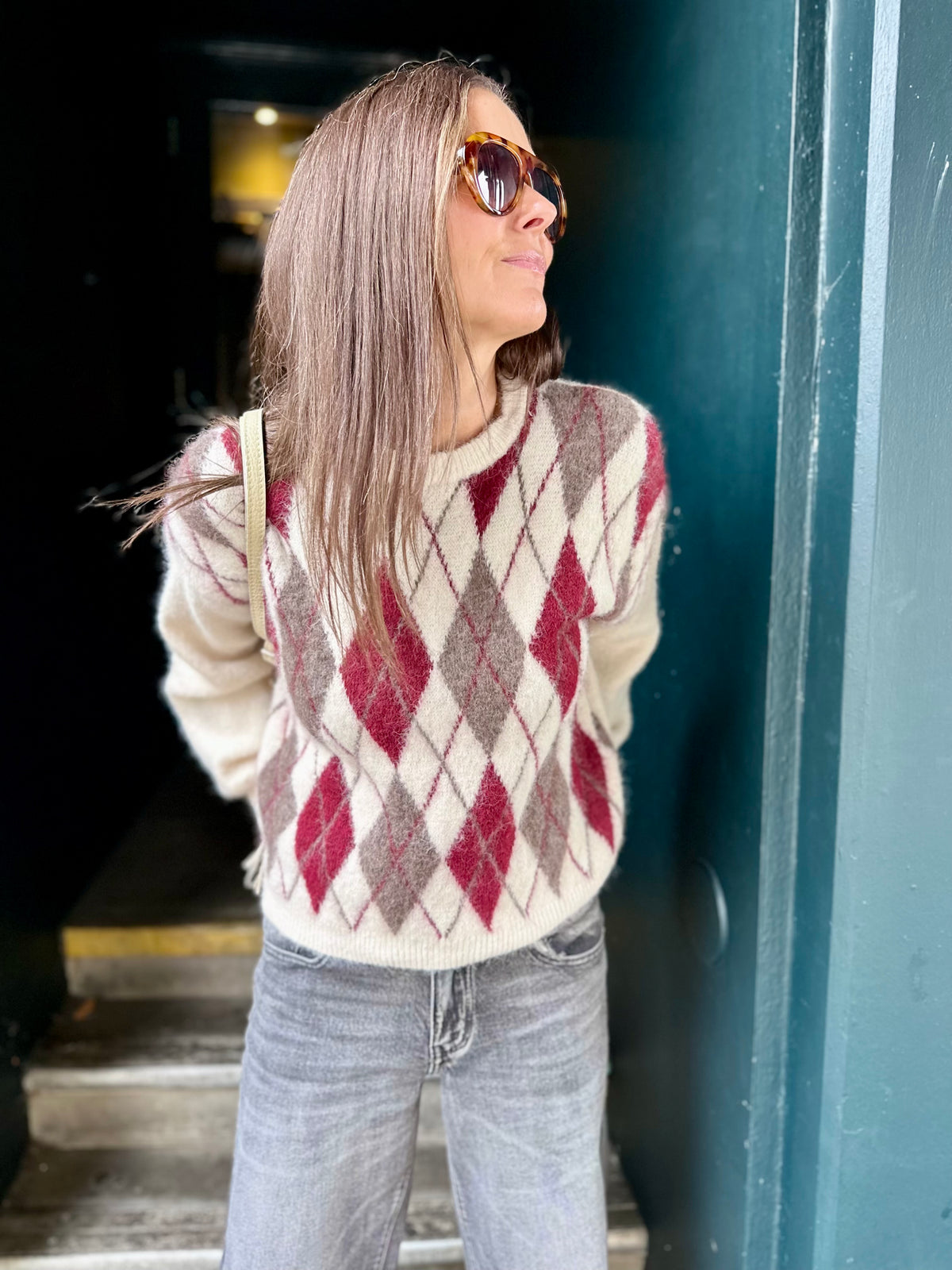 Argyle Crew Neck - Ivory