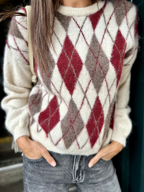 Argyle Crew Neck - Ivory