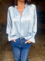 Luca Tie Neck Blouse - Blue