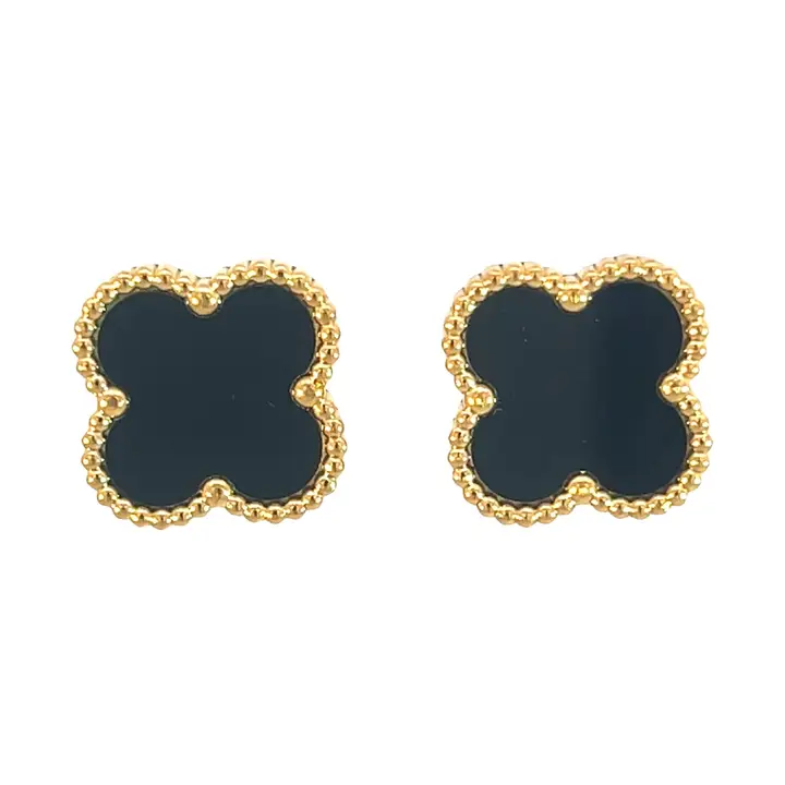 Four Leaf Earring - Black/Gold