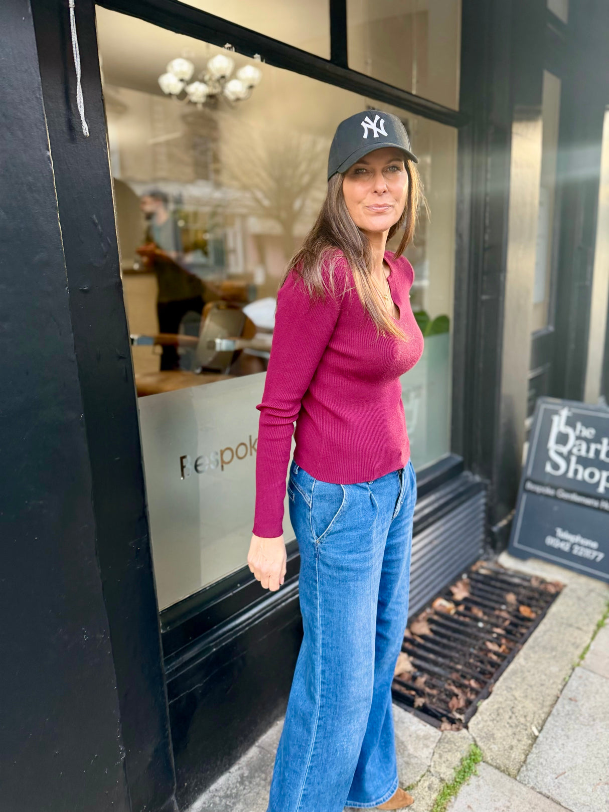 Wallis Open Neck Knit - Claret