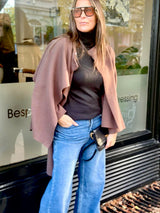 Fliss Knitted Cape with Scarf - Chocolate