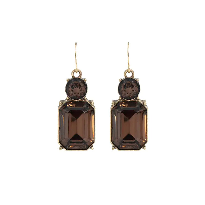 Twin Gem Earring - Deep Brown