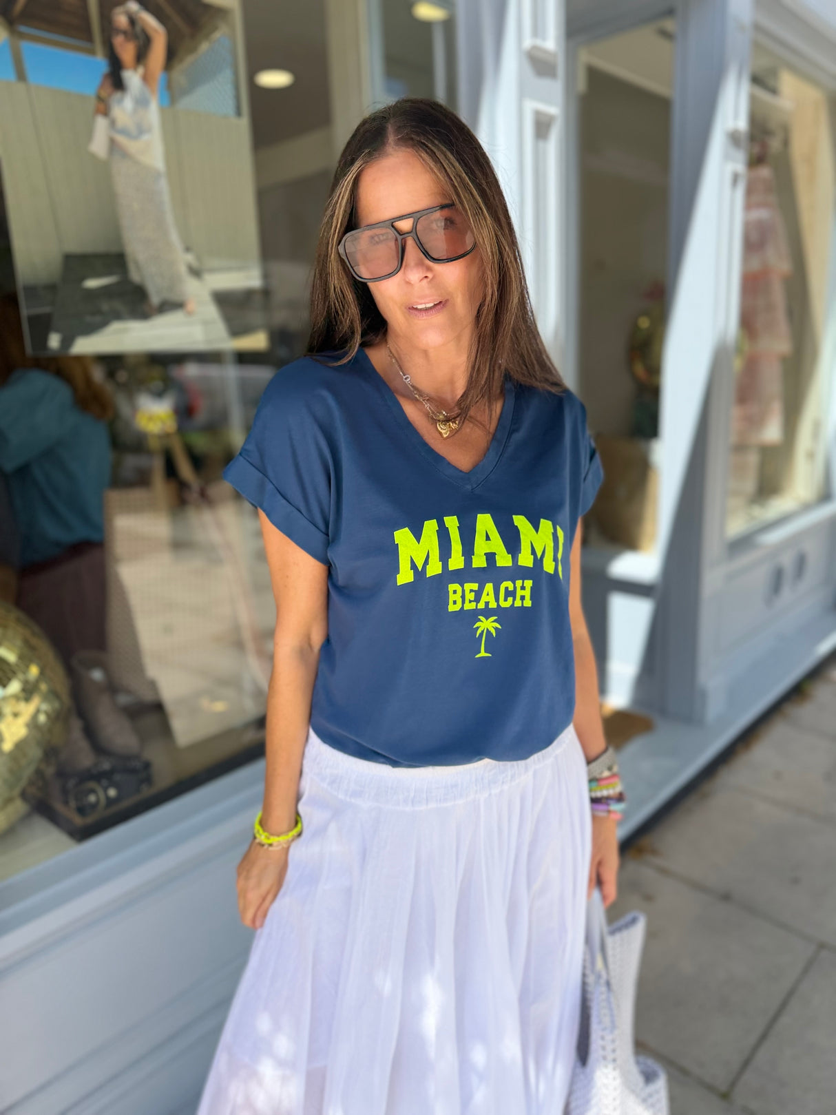 Miami Tee - Navy/Neon