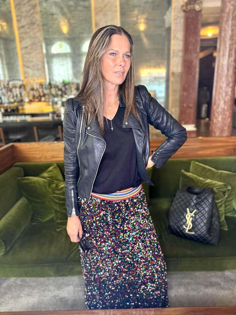 Sequin skirt discount black jacket
