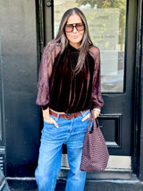 Rory Lace Sleeve Top - Chocolate
