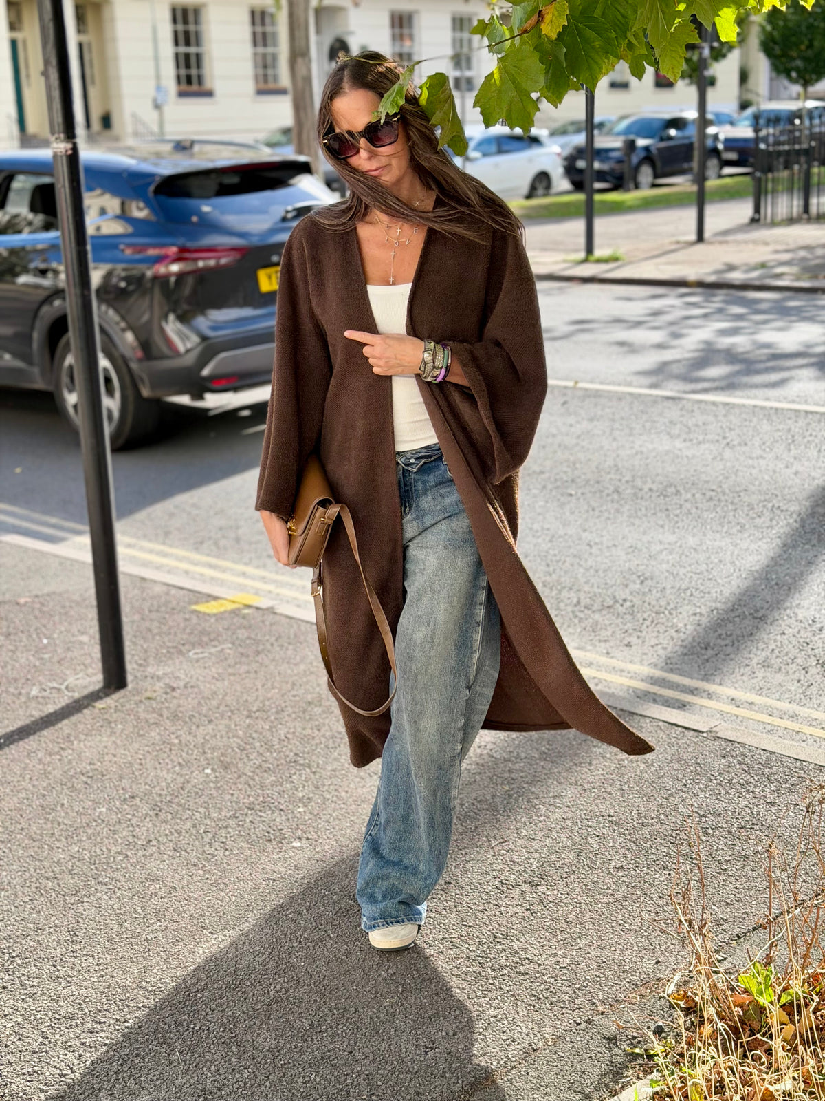 Saville Long Line Knit - Chocolate