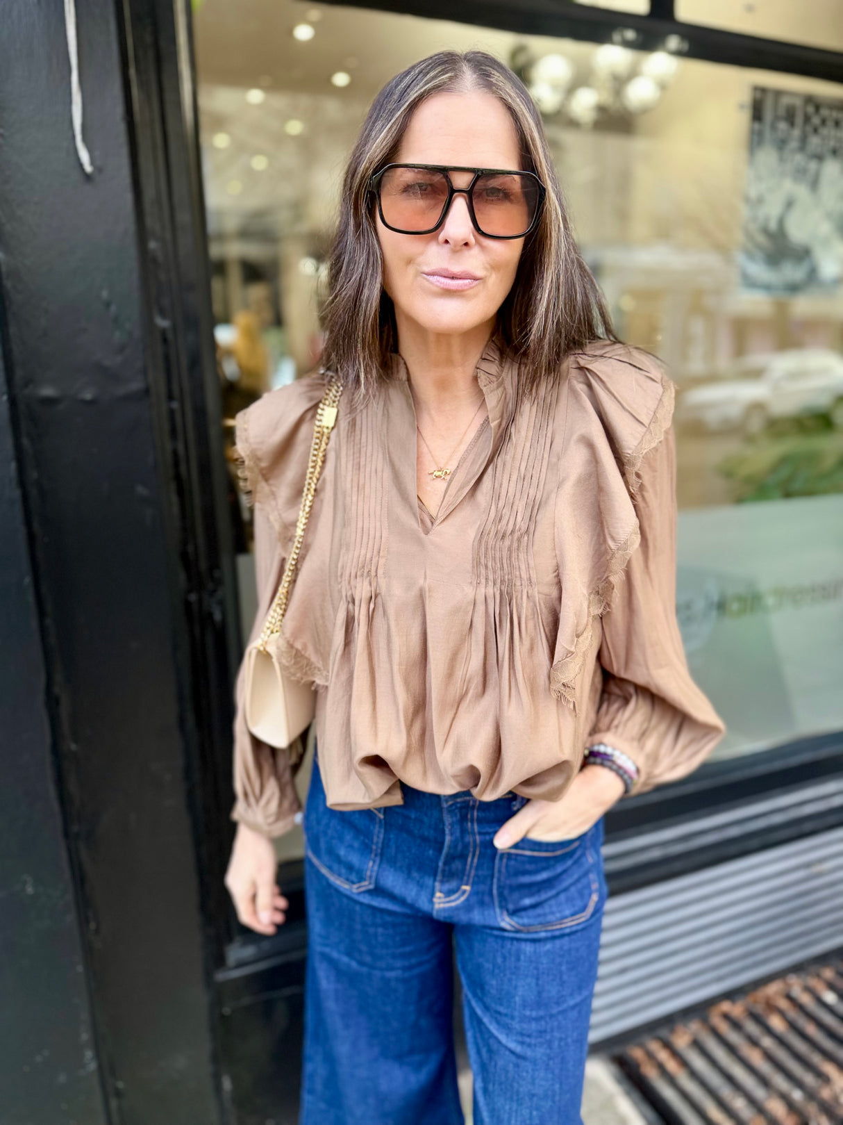 Rachel Floaty Blouse Caramel