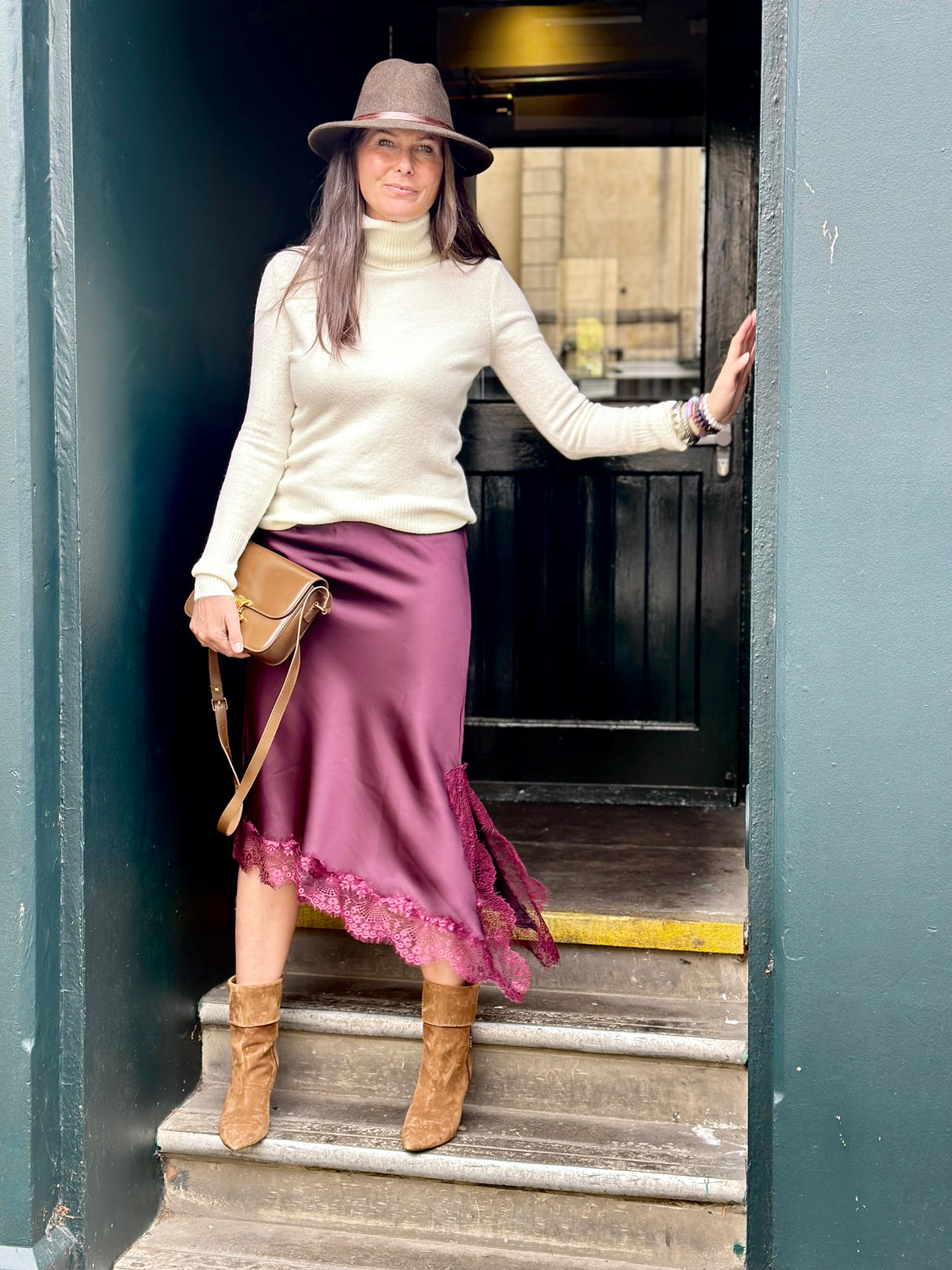 Edith Satin Lace Skirt