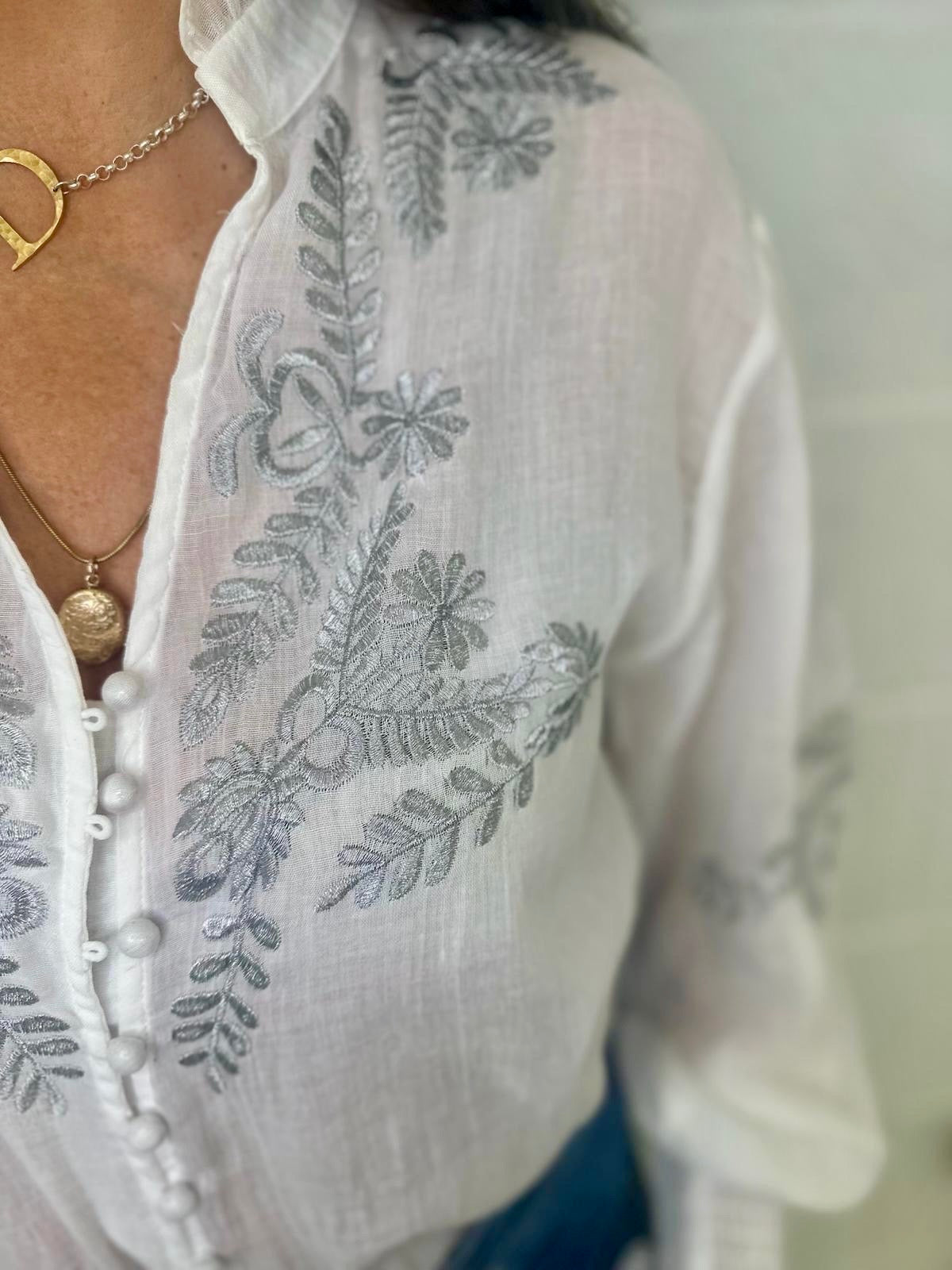 Blusa bordada Neomie blanca