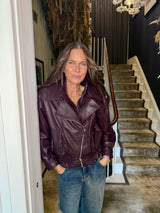 Cleo Faux Leather Jacket - Burgundy