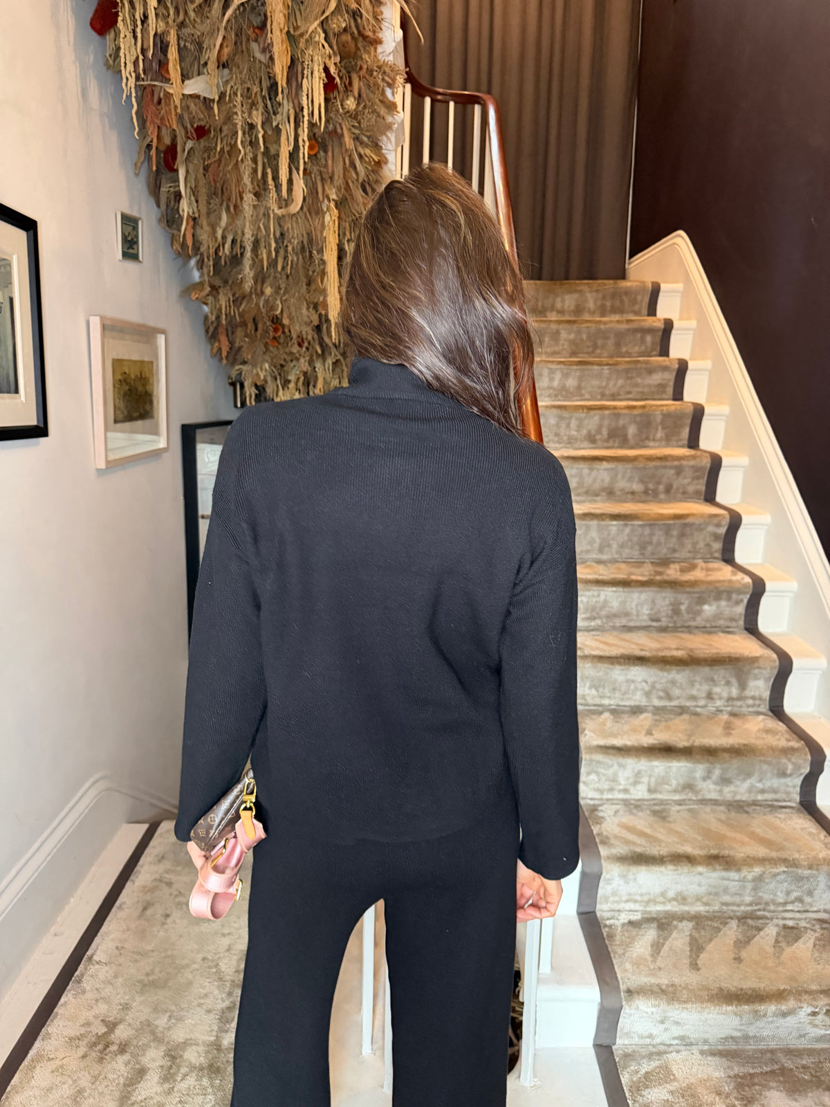 Farah Knitted Quarter Zip - Black