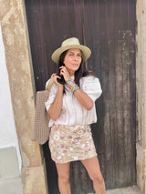 Talia Beaded Mini Skirt - Cream