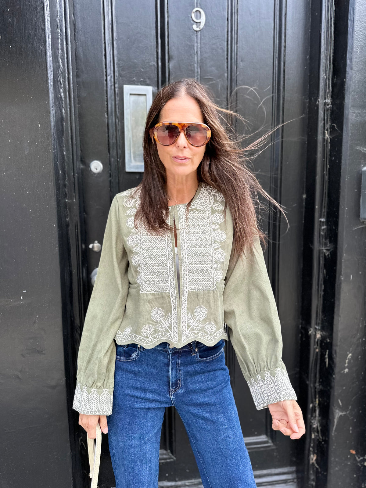 Oriana Embroidered Jacket - Khaki