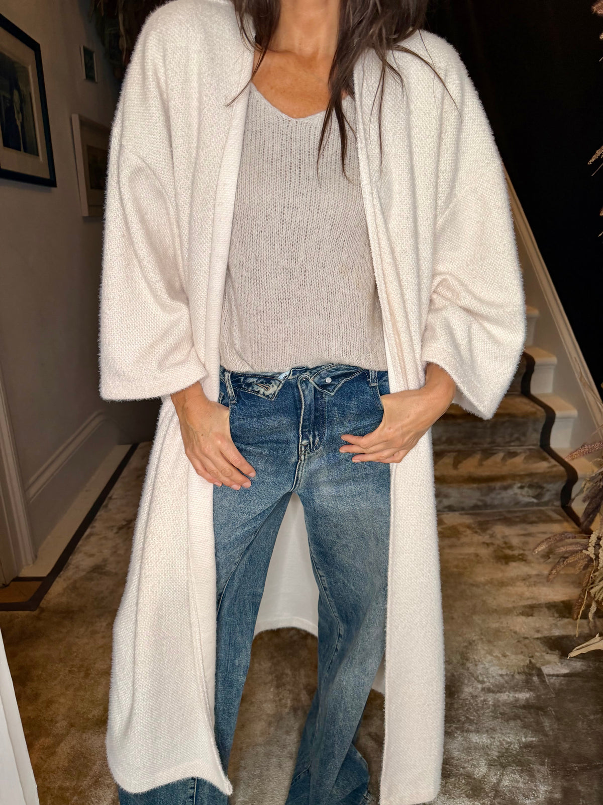 Saville Long Line Knit - Ecru