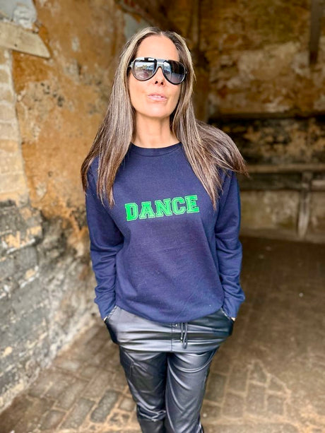Sudadera DANCE azul marino verde neón