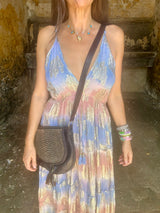 Crystal Metallic Maxi Dress - Blue
