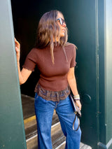 Ophelia Short Sleeve Turtleneck - Chocolate