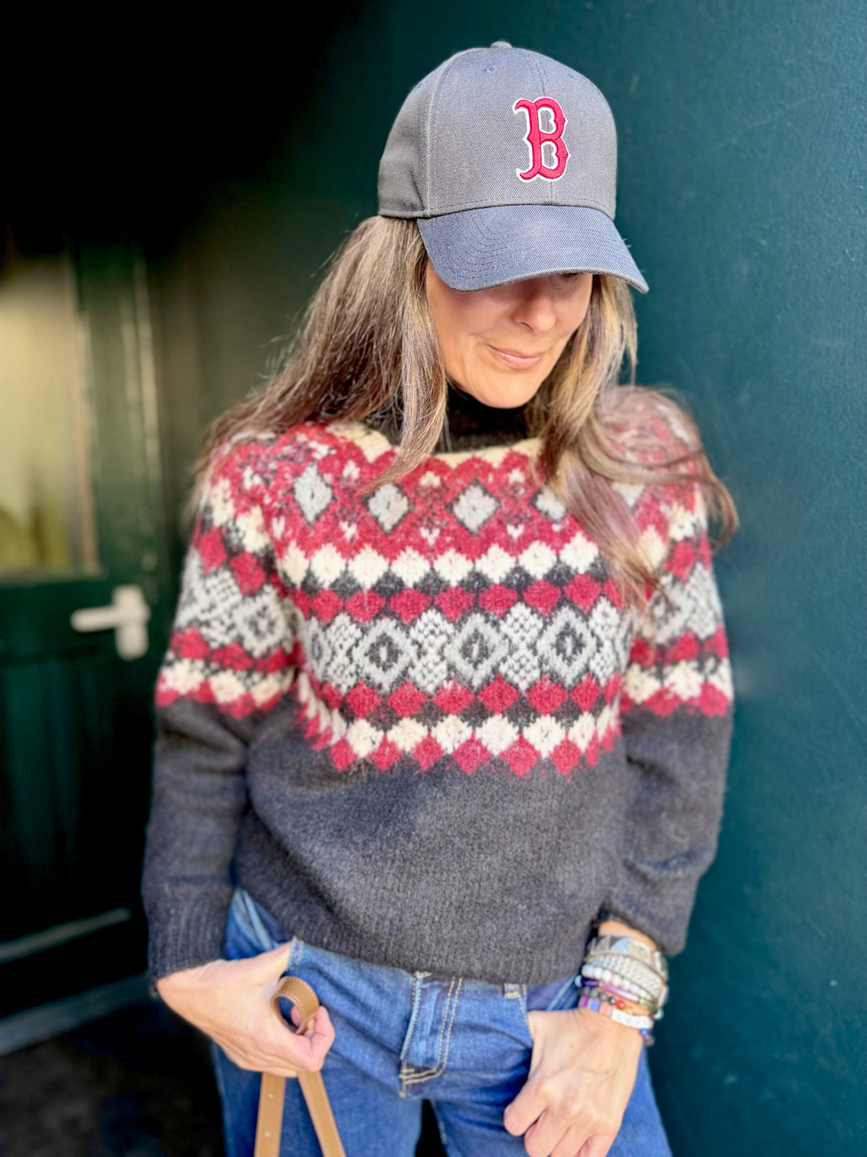 Yule Printed Turtleneck -  Black