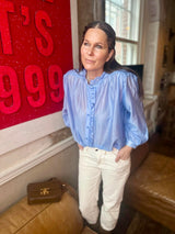 Lila Ruffled Blouse - Sky Blue