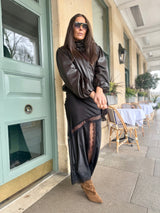 Highland Satin Lace Skirt - Black