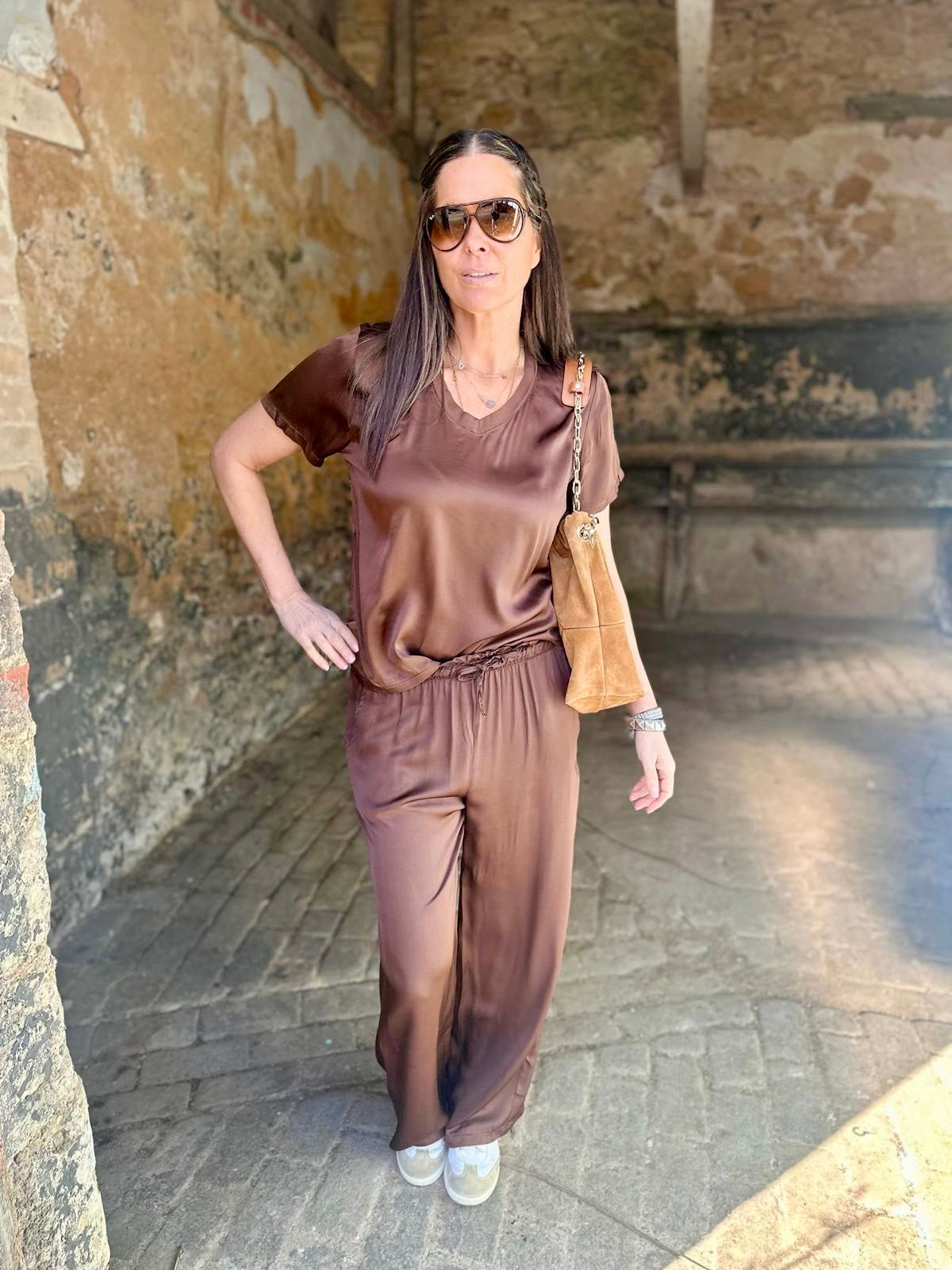 Isobel Tie-Waist Pant Chocolate