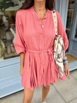 Minnie Cotton Mini Dress - Rust