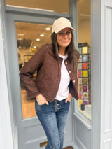 Cecile Cropped Tweed Jacket - Chocolate