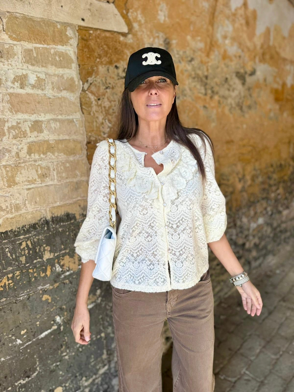Blusa de malha rendada Galaxy