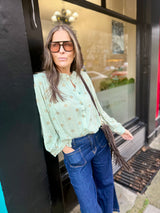 Greta Printed Blouse - Mint