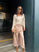Highland Satin Lace Skirt - Blush