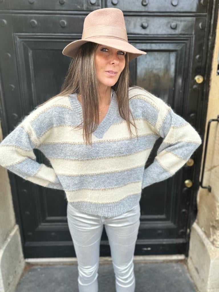 Jean Lux efecto cuero plateado