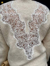 Margot Knit with Lace - Biscuit