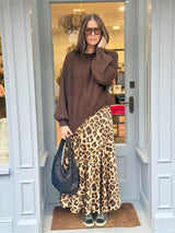 Layla Animal Print Midi Skirt - Amber
