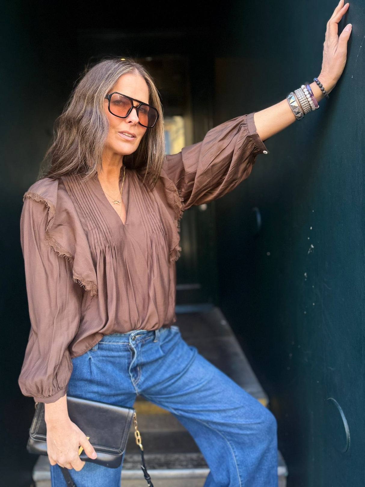 Rachel Floaty Blouse Chocolate