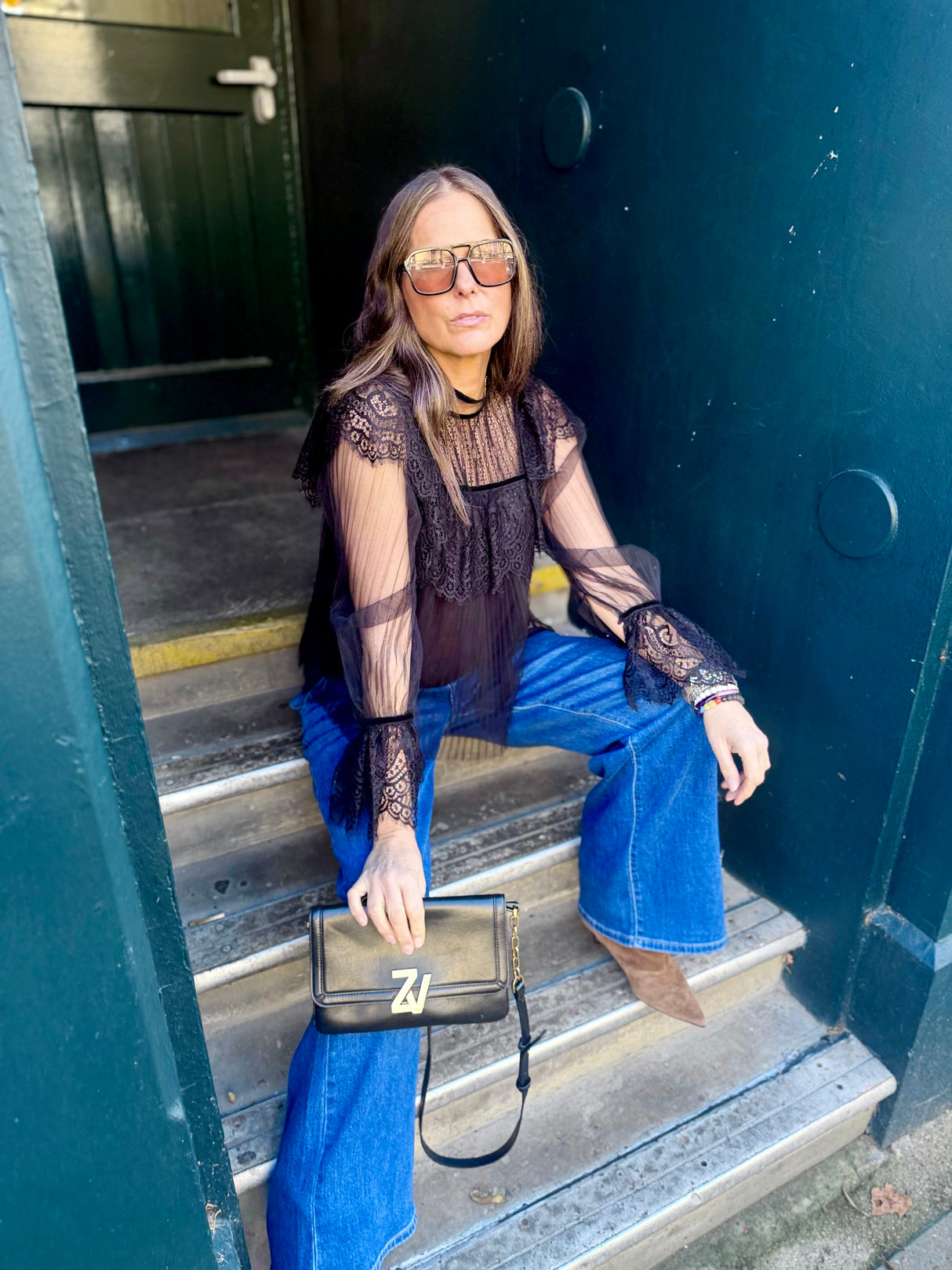 Saskia Lace Top - Black