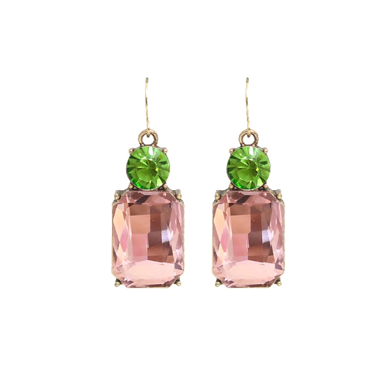 Twin Gem Earring - Pink/Green