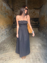 Coral Strapless Maxi Dress - Black
