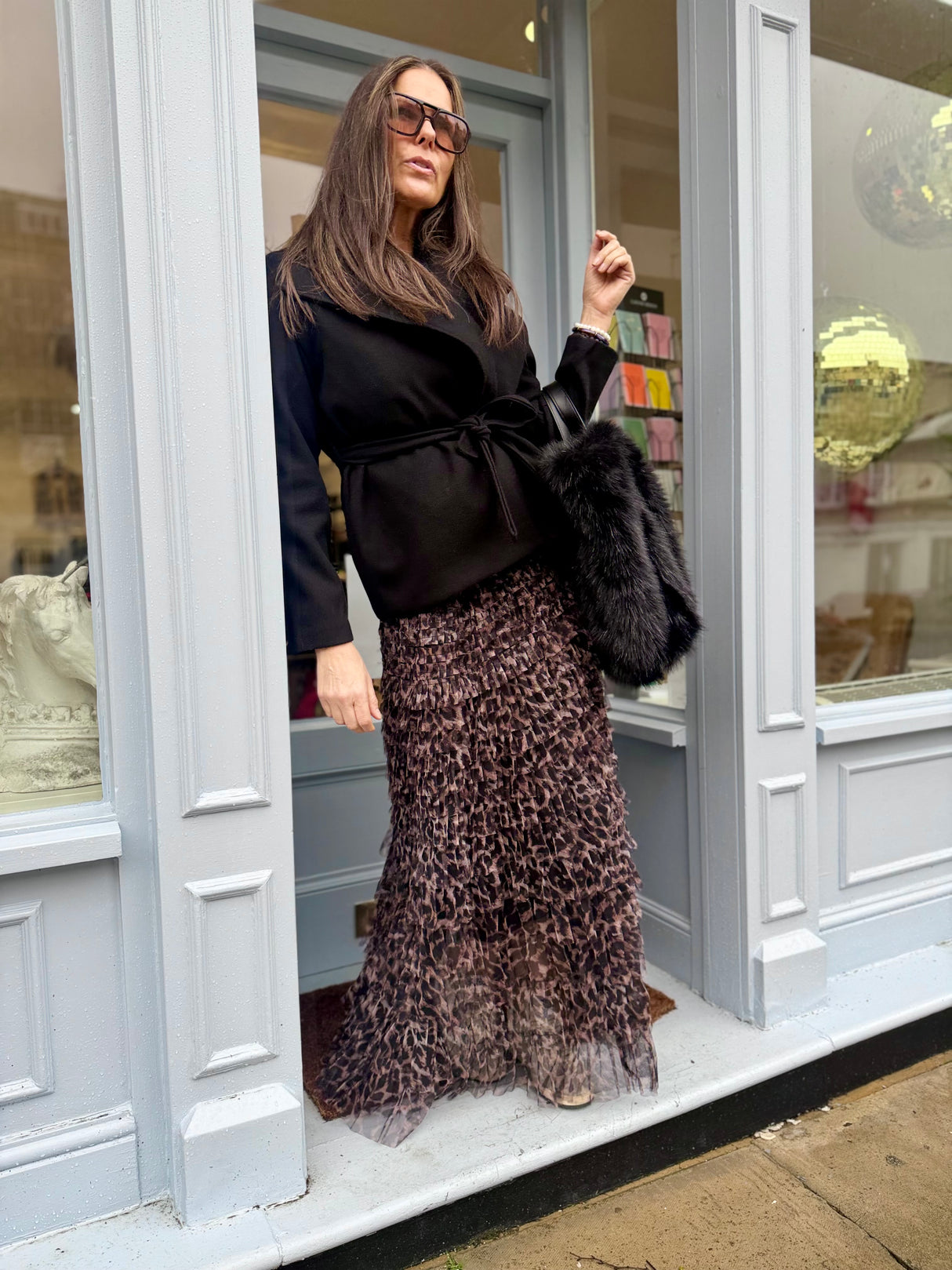 Felicity Animal Print Skirt - Brown