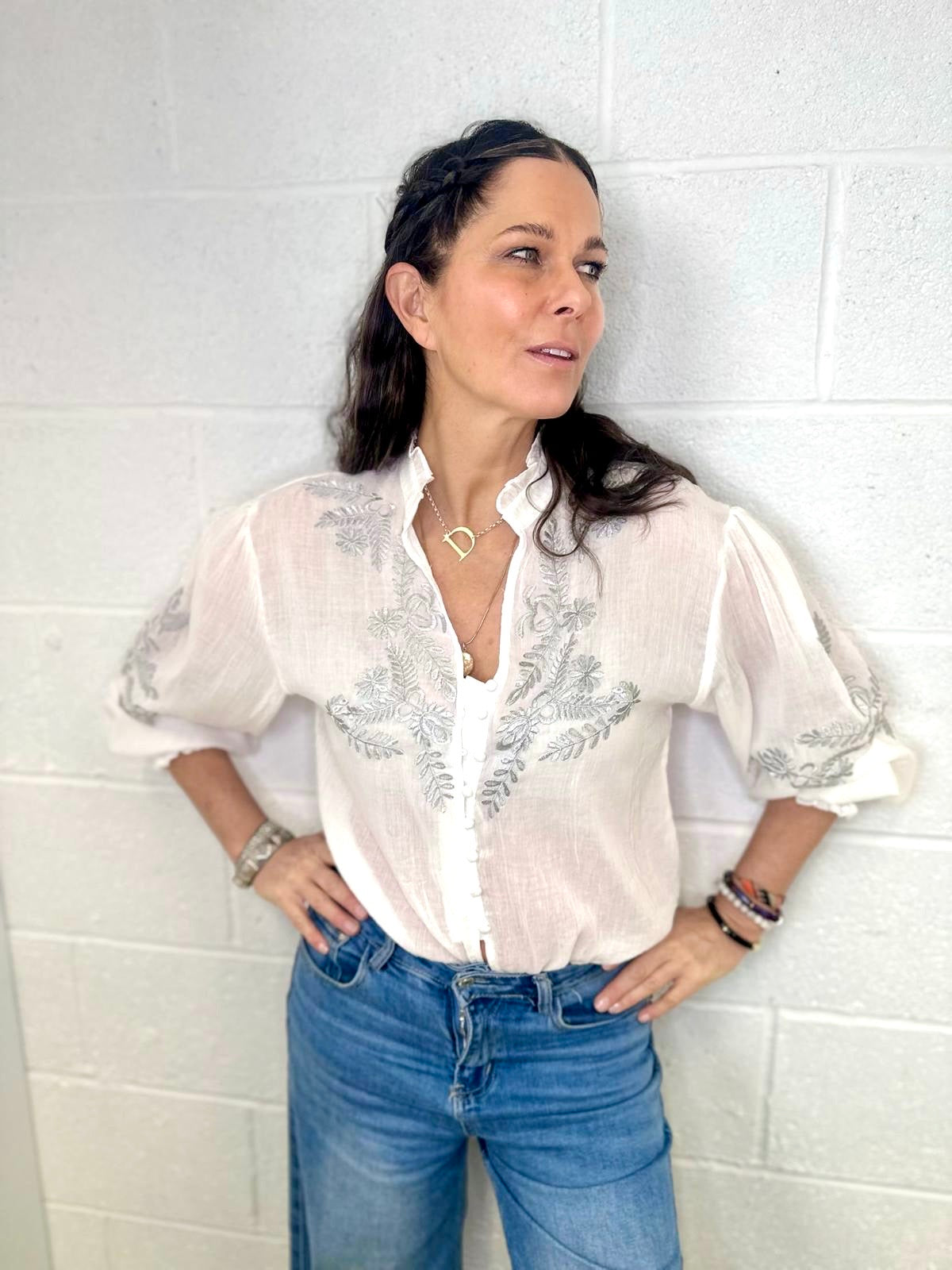 Blusa bordada Neomie blanca