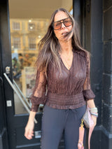 Nolan Lace Top - Chocolate