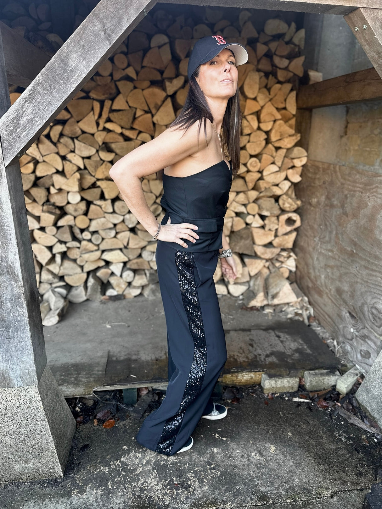 Pantalón Tempest - Negro con lentejuelas negras