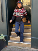 Yule Printed Turtleneck -  Black