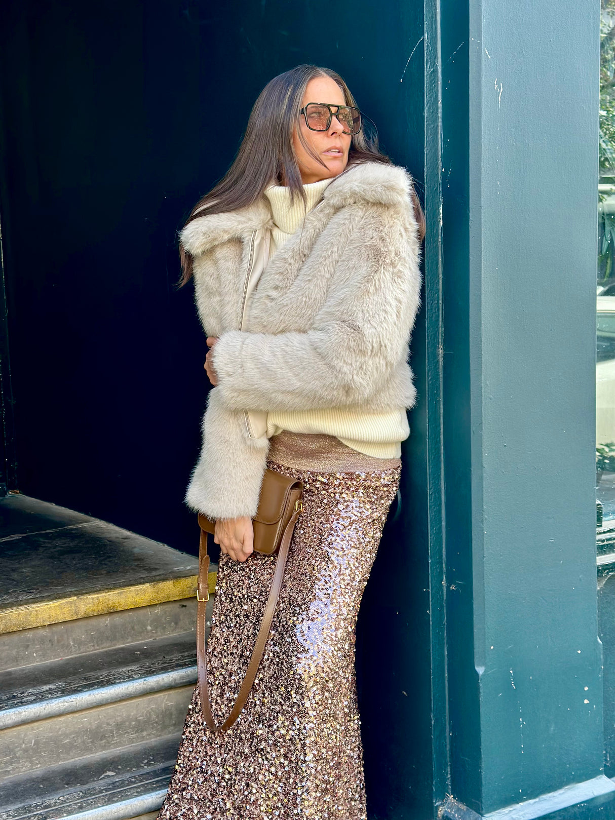 Seline Sequin Skirt - Rose Gold