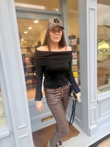 Newton Knitted Off Shoulder Knit - Black